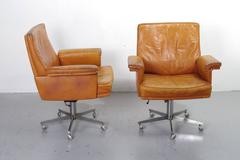 De Sede DS31 Office Swivel Chairs in Cognac Leather