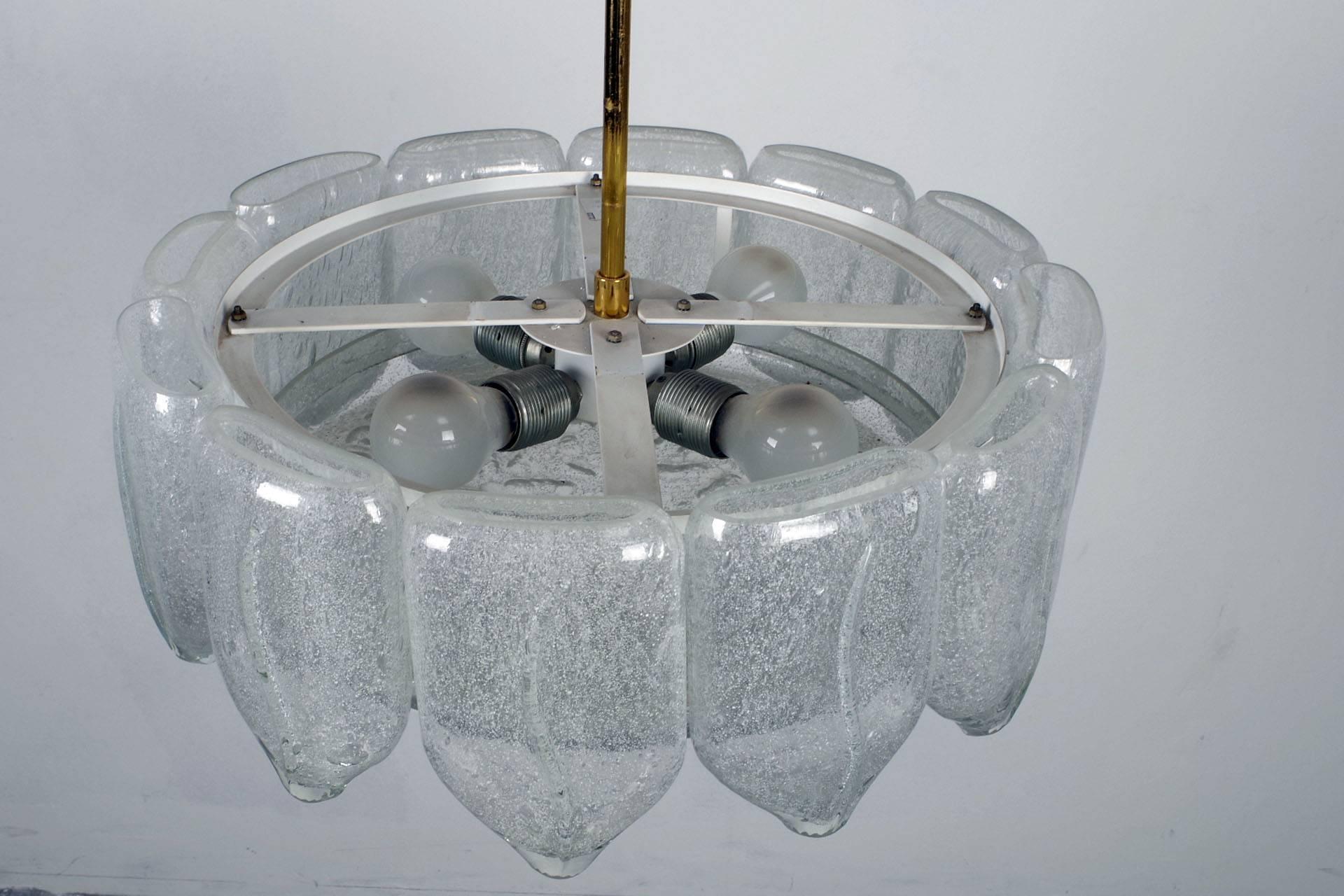 Frosted Big Doria Ice-Glass Chandelier For Sale