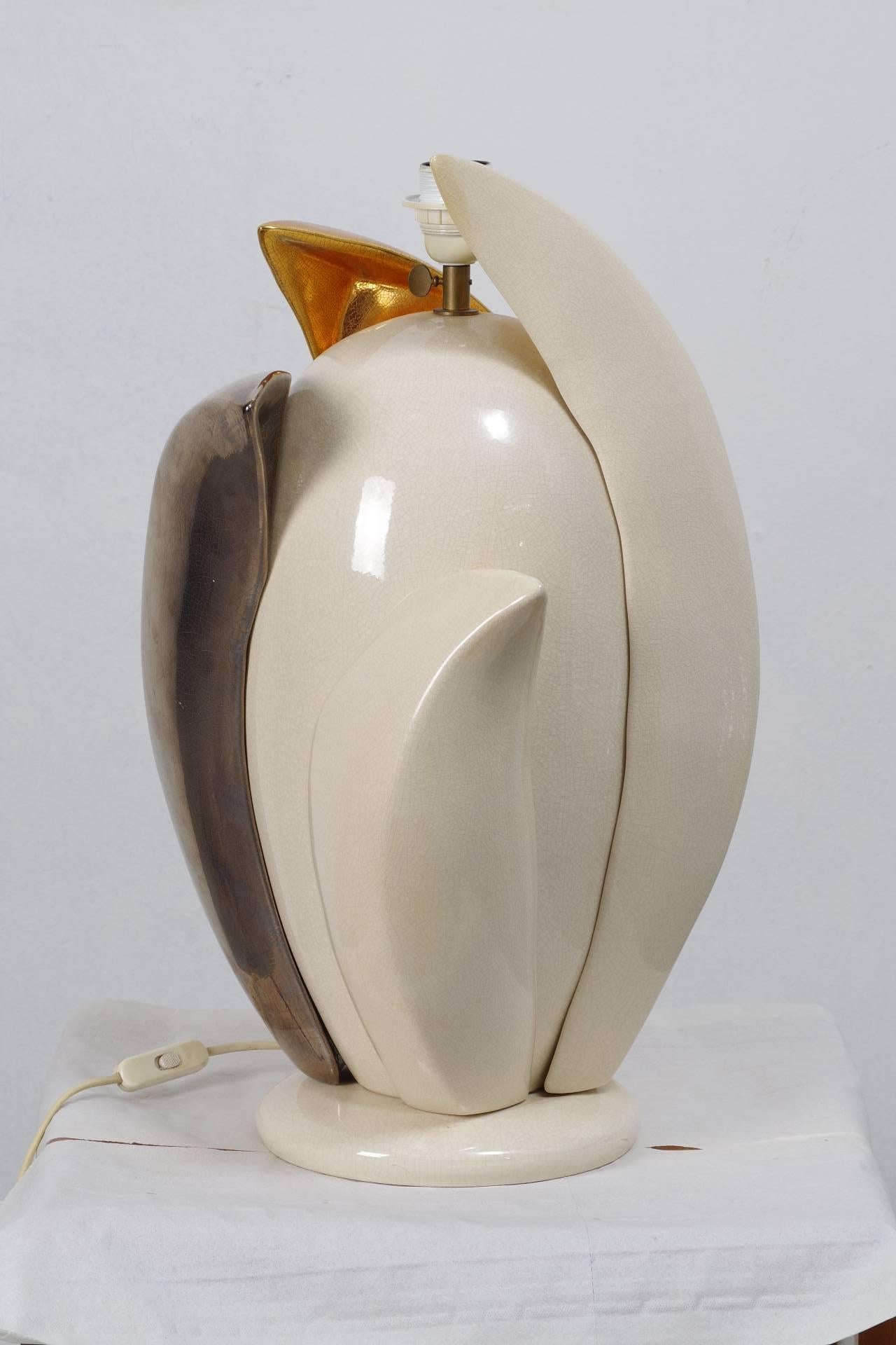 Very Rare Ceramic Table Lamp by Francois Chatain For Sale 3