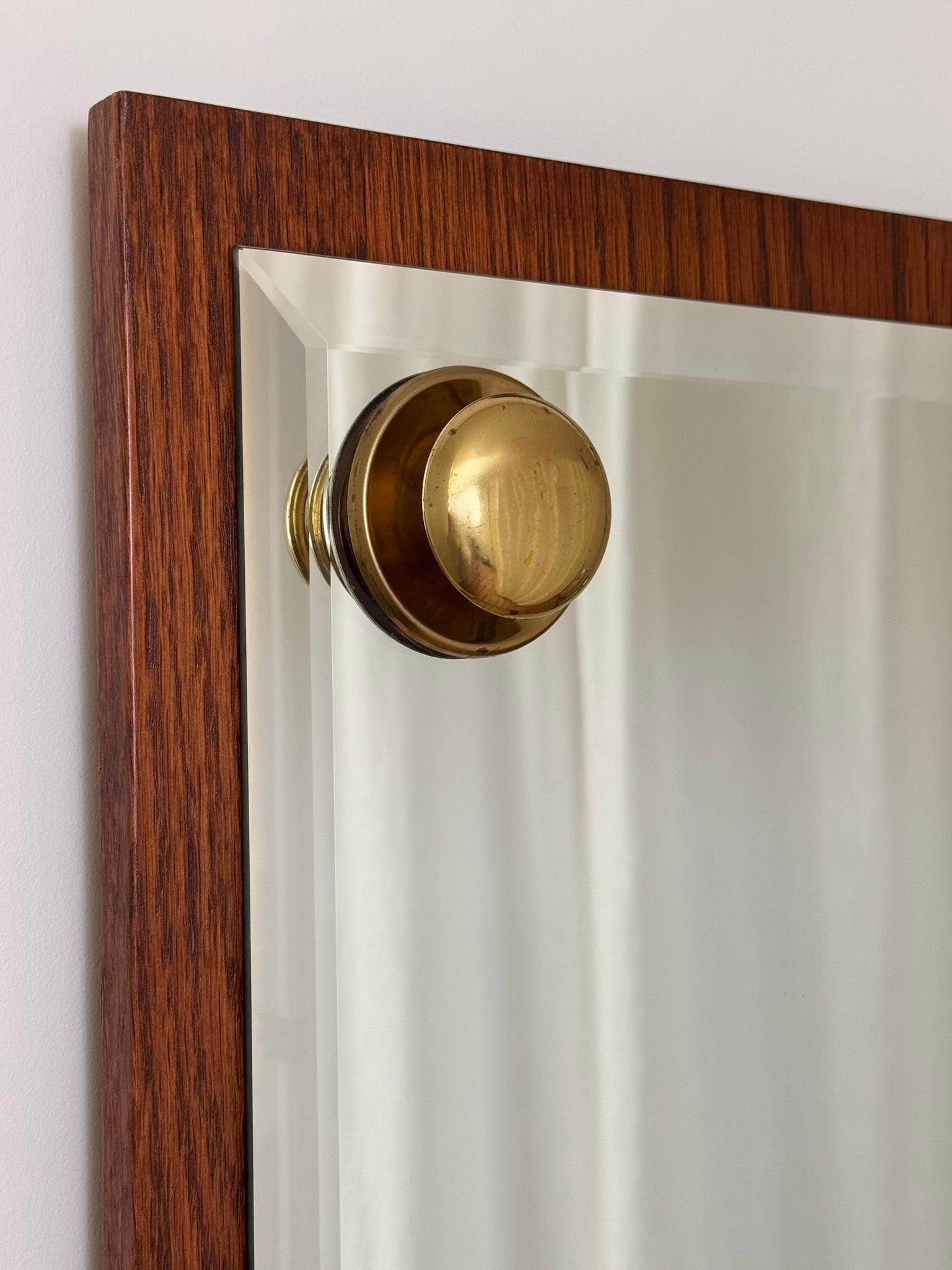 Swedish Glas & Trä Mirror c. 1960s For Sale