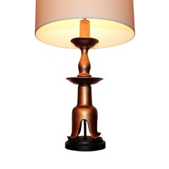 Pair of American large gilt lacquered table lamps, possibly by James Mont