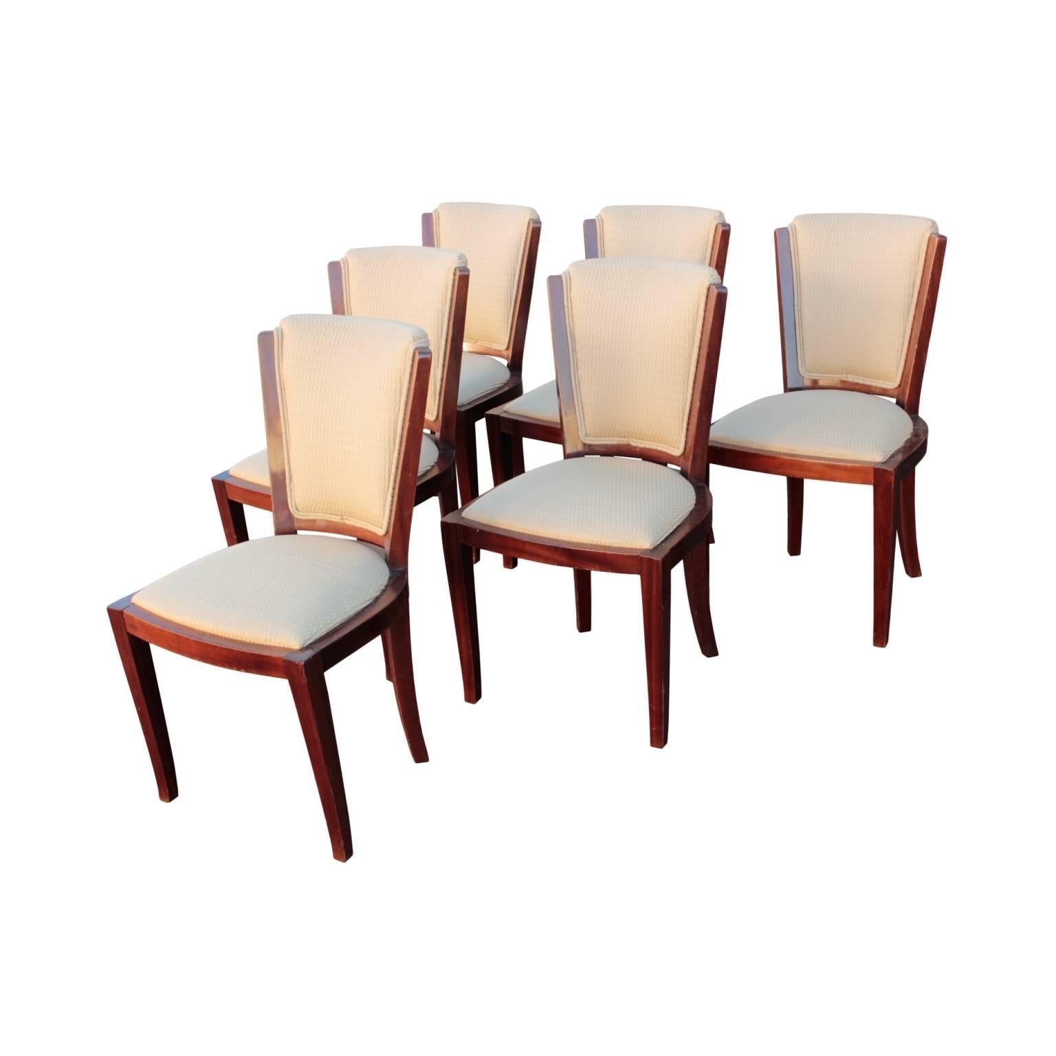 French Art Deco Period Set of Six Dining Chairs For Sale at 1stDibs