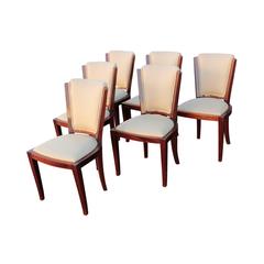 French Art Deco Period Set of Six Dining Chairs