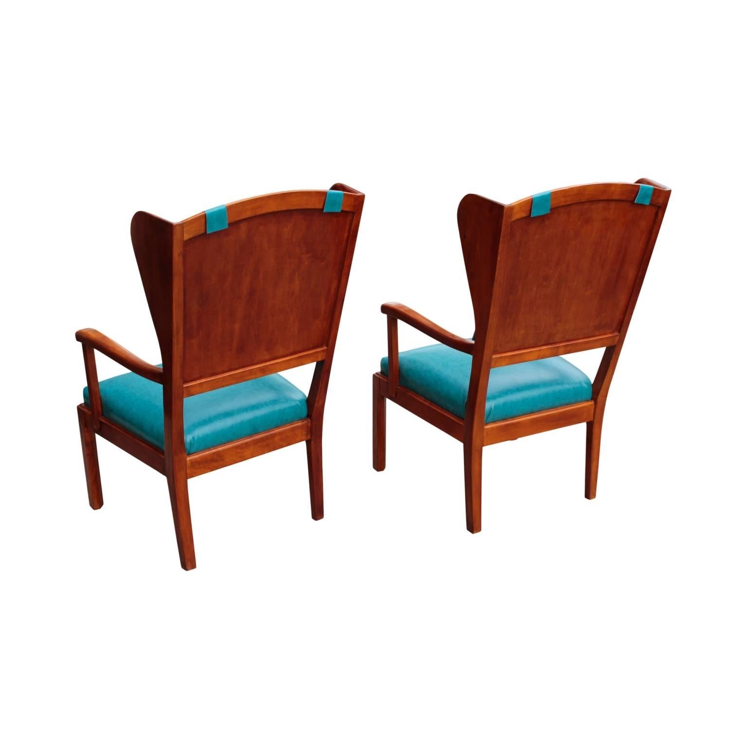 Art Deco Pair of Swedish Functionalism Wingback Armchairs For Sale