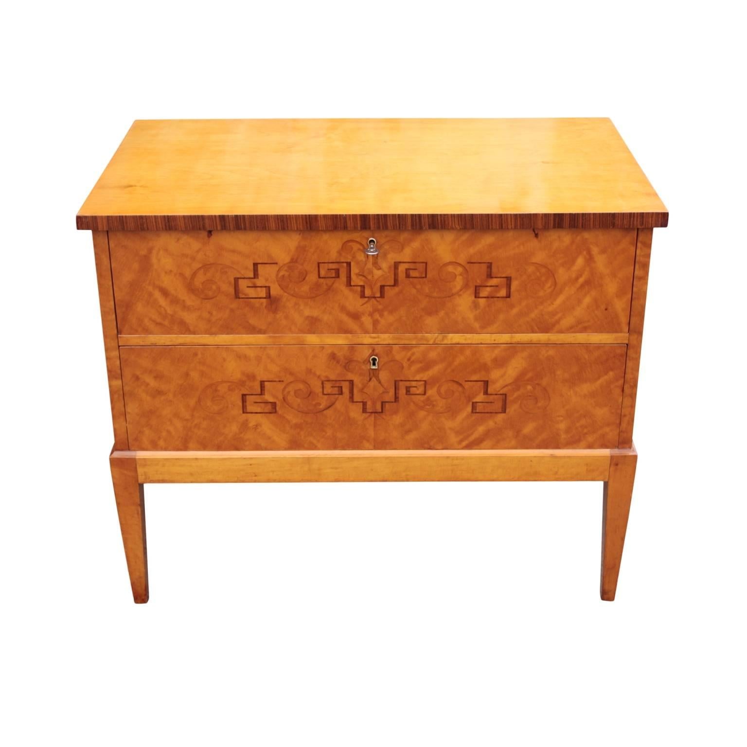 Art Deco Swedish Neoclassical Grace Period Small Inlaid Chest of Drawers