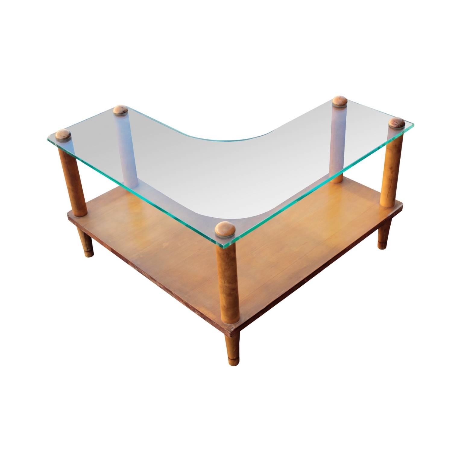 French Glass Top Coffee Table In Fair Condition For Sale In Hudson, NY