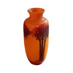 Large French Art Nouveau Period Cameo Vase by Legras & Cie