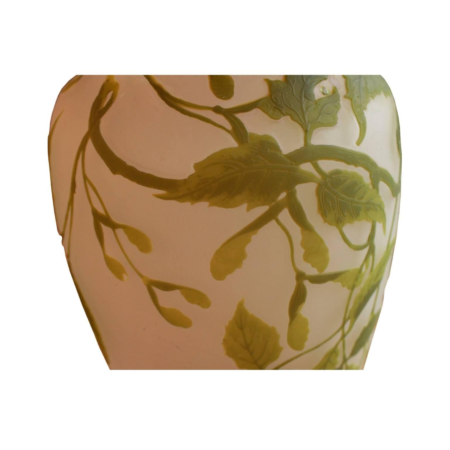 Oversized French Art Nouveau Cameo Vase by Galle In Excellent Condition For Sale In Hudson, NY