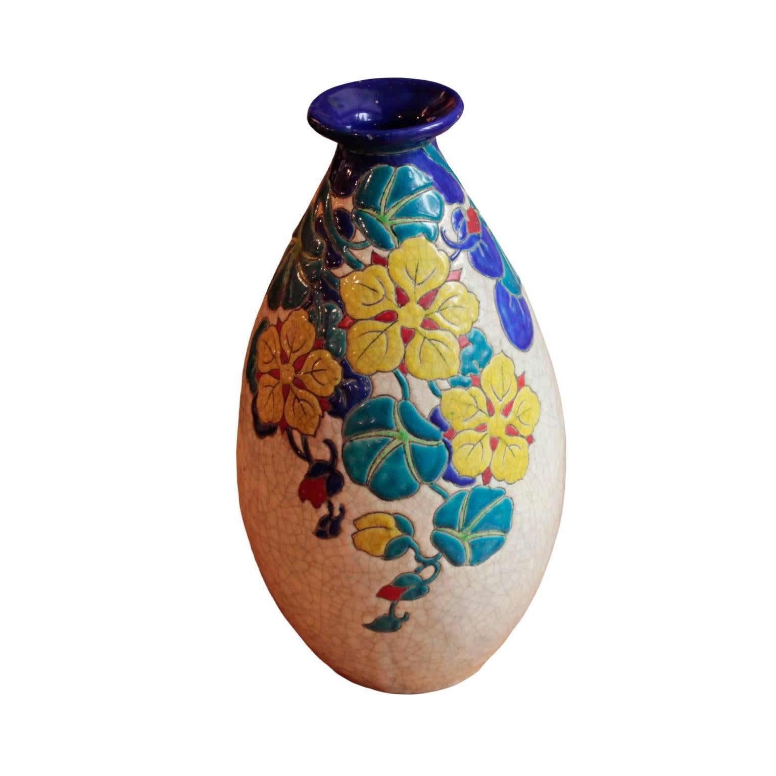 Belgian Art Deco Period Vase by Boch Freres Keramis In Excellent Condition For Sale In Hudson, NY