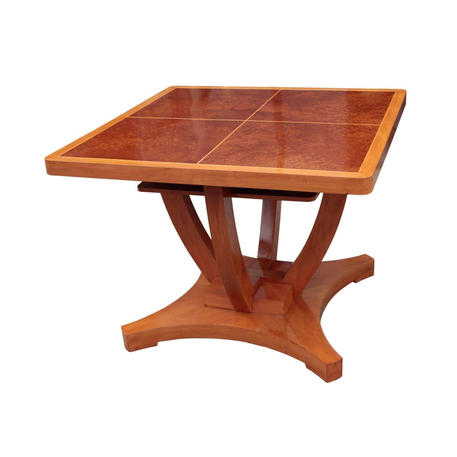 Austrian Art Deco Period Centre or Games Square Table In Excellent Condition In Hudson, NY