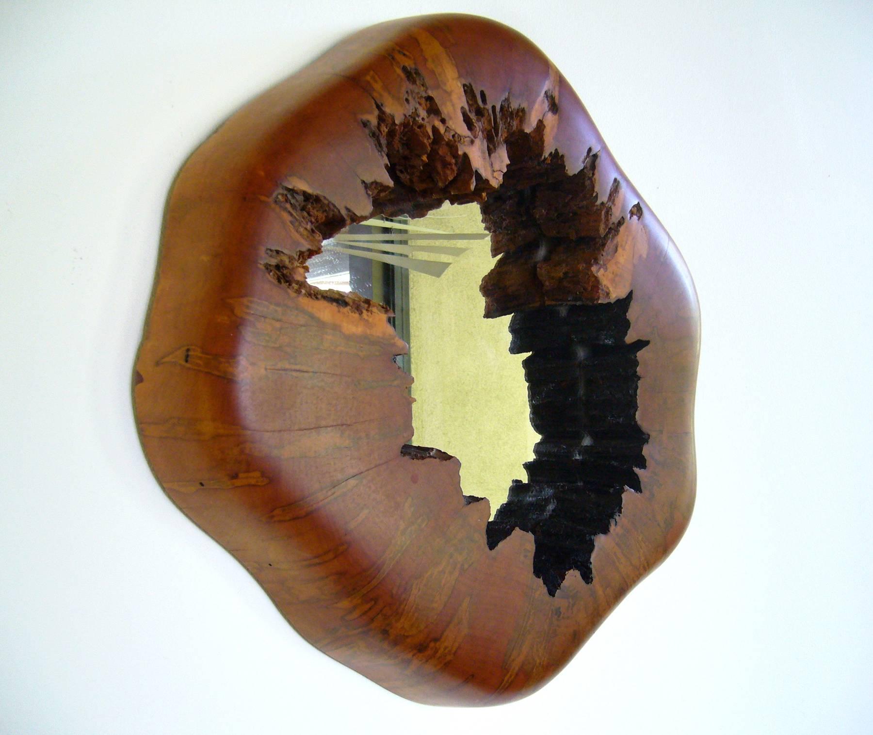 1970s Burl Wood Live Edge Wall Mirror at 1stDibs | live edge wood mirror