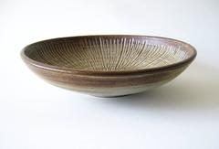 Ira Bates Carved Stoneware California Modernist Bowl