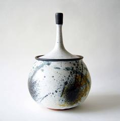 Edna Arnow Illinois Modern Abstract Expressionist Stoneware Lidded Vessel