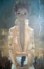 1970s Igor Pantuhoff Oil on Canvas Girl with Guitar