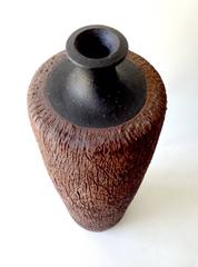 1970s California Studio Elongated Sgrafitto Bottle Neck Vase