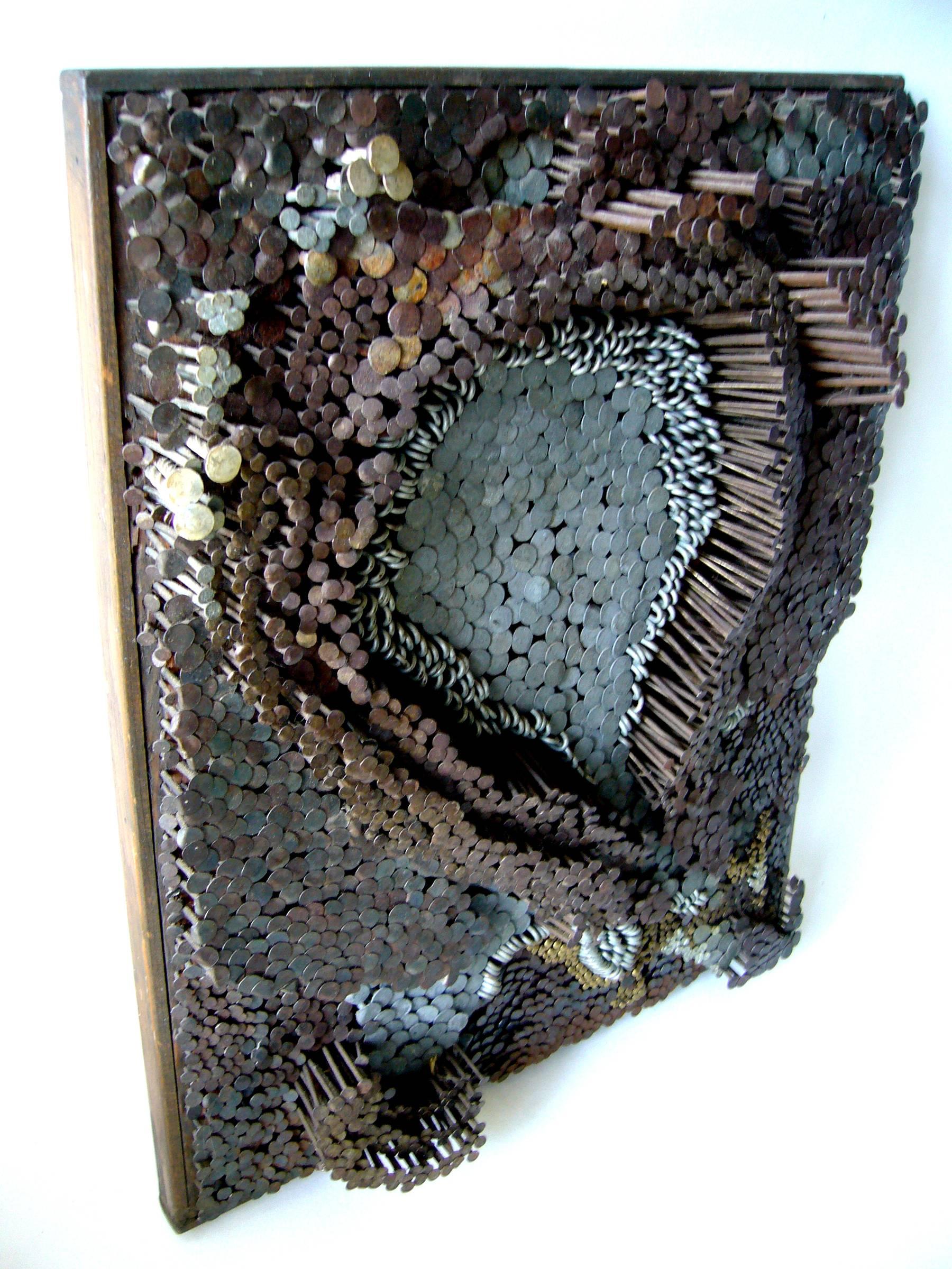 Mid-Century Modern Knappow Brutalist Landscape Nail Sculpture