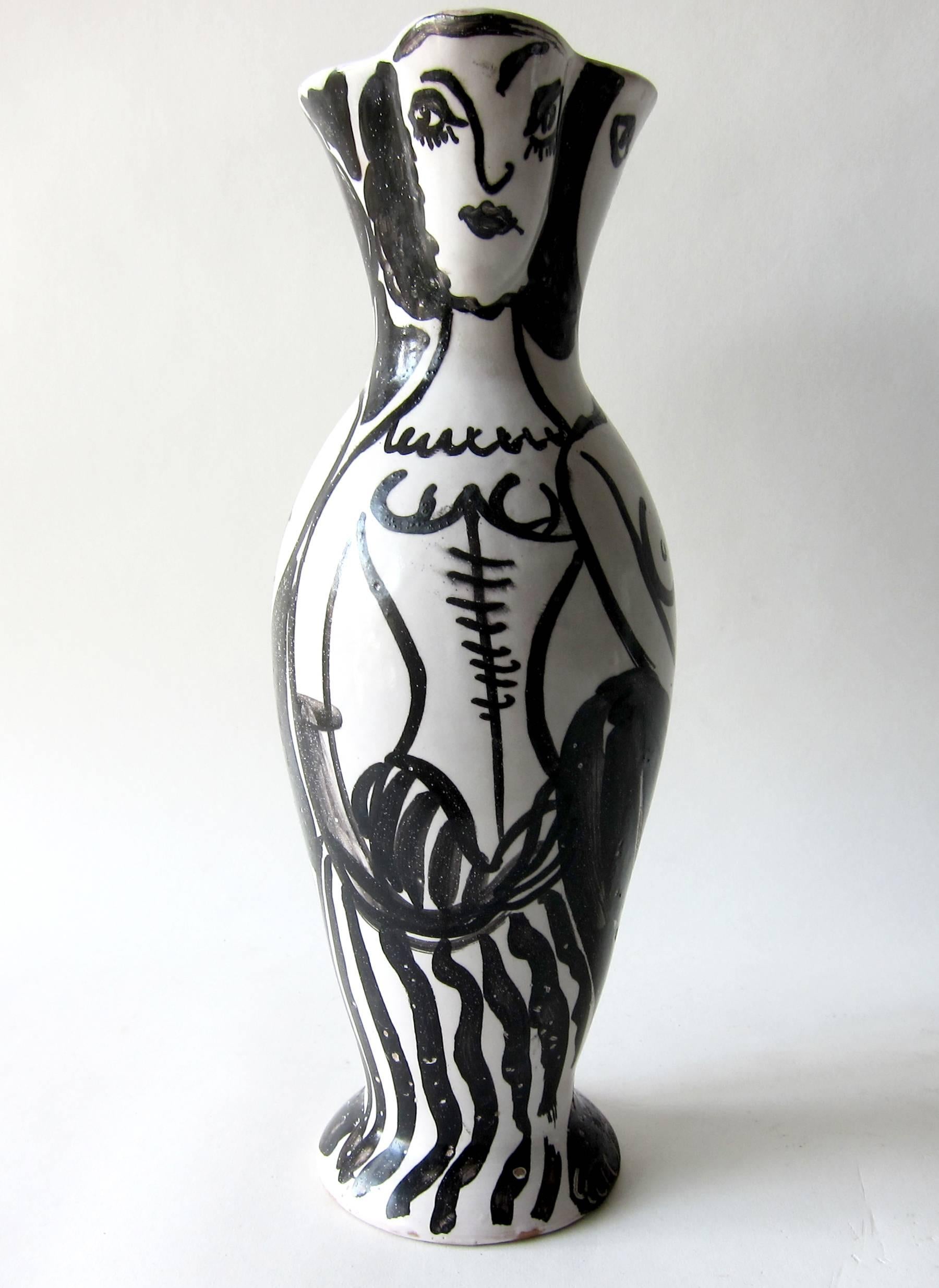 Mid-Century Modern Ljuba Naumovitch Ceramic Pottery Vallauris French Design Modernist Ewer