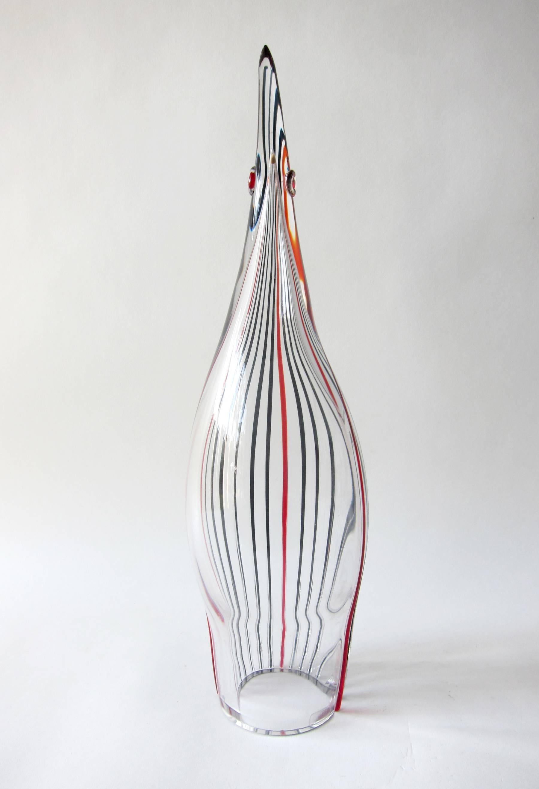 Mid-Century Modern 1980s Livio Seguso for Oggetti Italian Design Glass Bird Sculpture