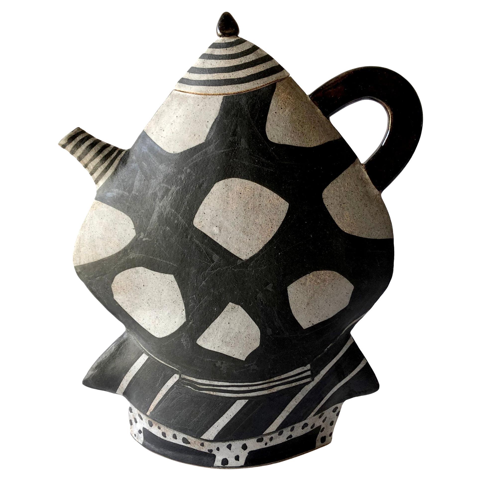 Kazuko Matthews Post Modern California Studio Stoneware Teapot with Lid For Sale