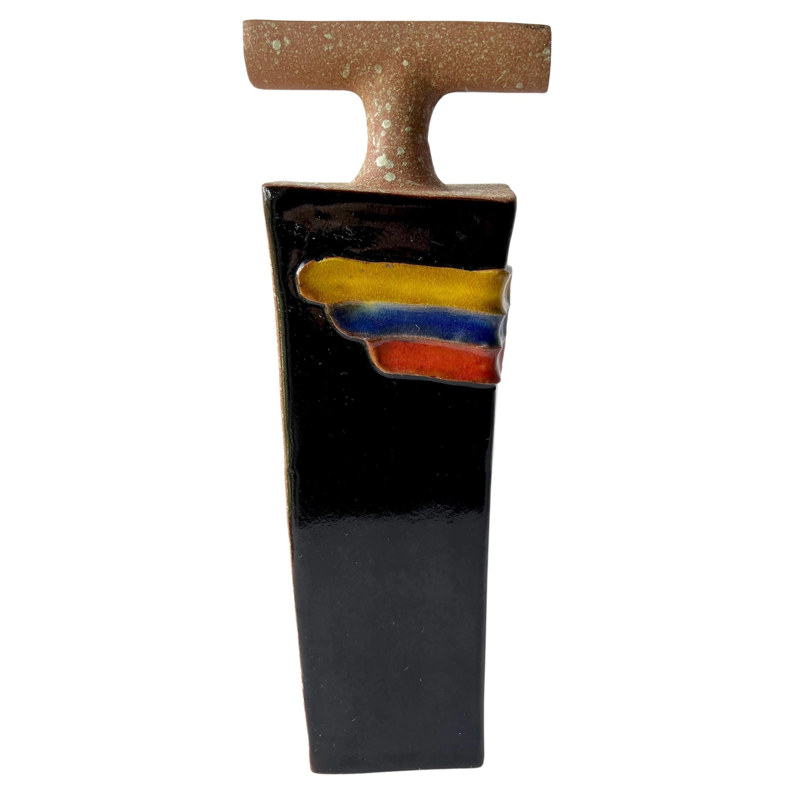 Große japanische modernistische Ikebana-Vase aus Keramik, 1980er Jahre