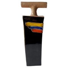 Große japanische modernistische Ikebana-Vase aus Keramik, 1980er Jahre