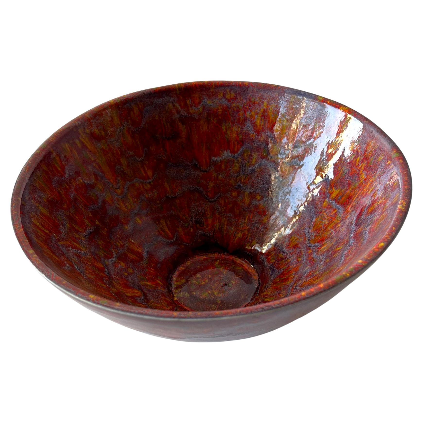 Mid-Century Modern William Polia Pillin California Studio Colorful Ceramic Bowl For Sale