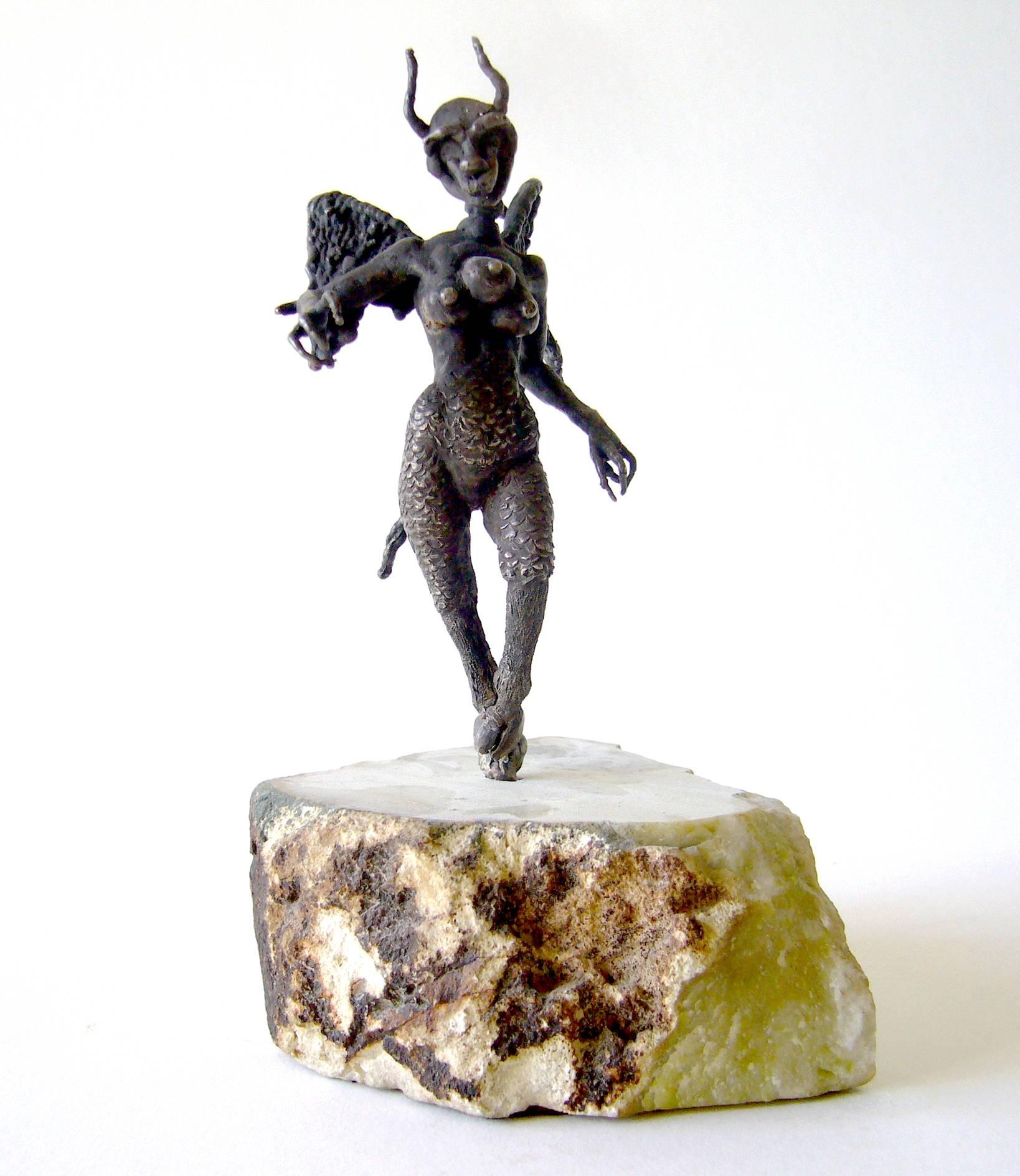 Rare, one of a kind solid silver sculpture made by Cuban born Ernesto Gonzalez Jerez. Sculpture was created with his torch style method, which he is most known for. Piece stands 6.5 inches height including its marble base and is unsigned. Acquired