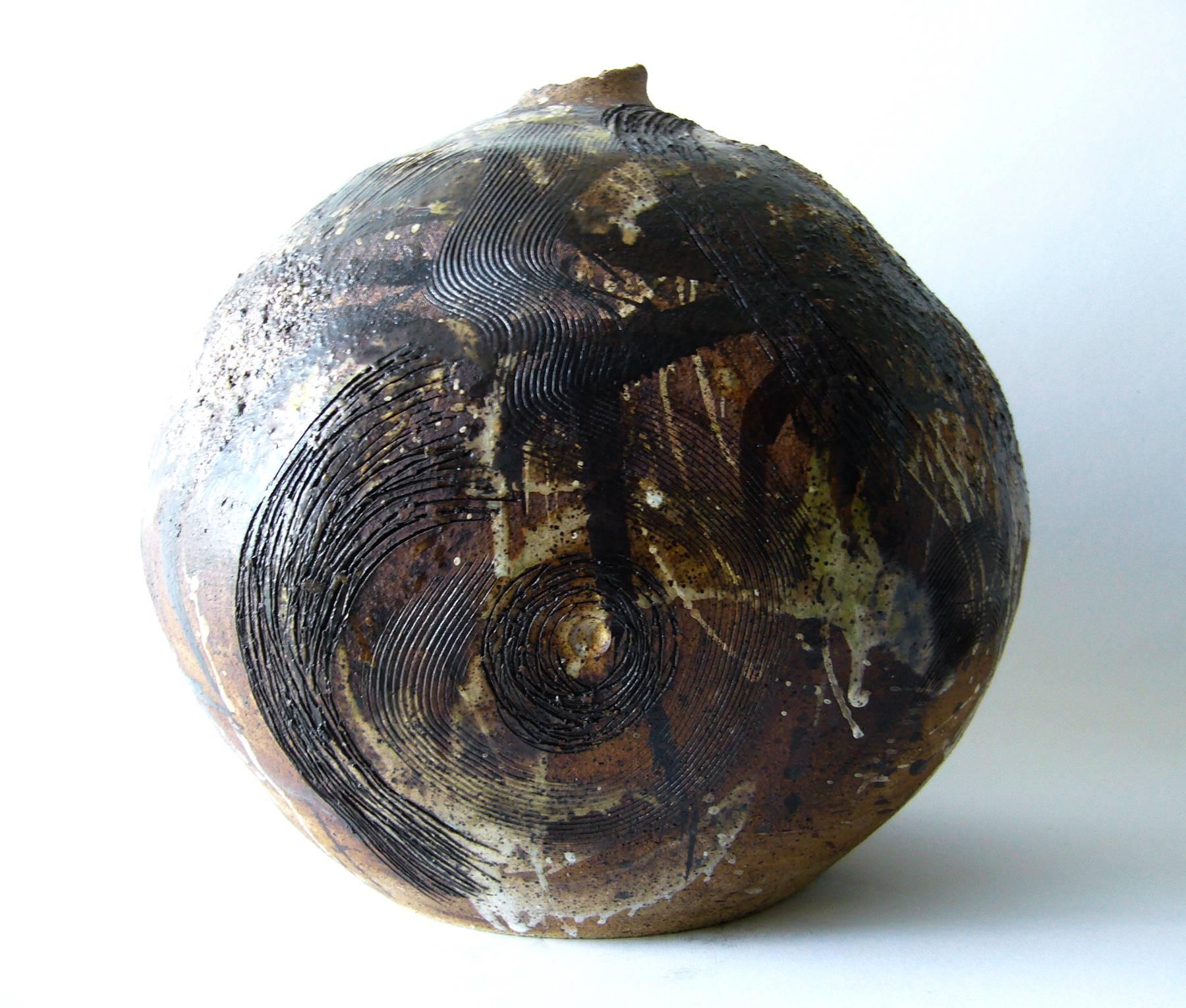 Mid-Century Modern Joseph David Broudo Massive Stoneware Abstract Expressionist Boulder Vessel