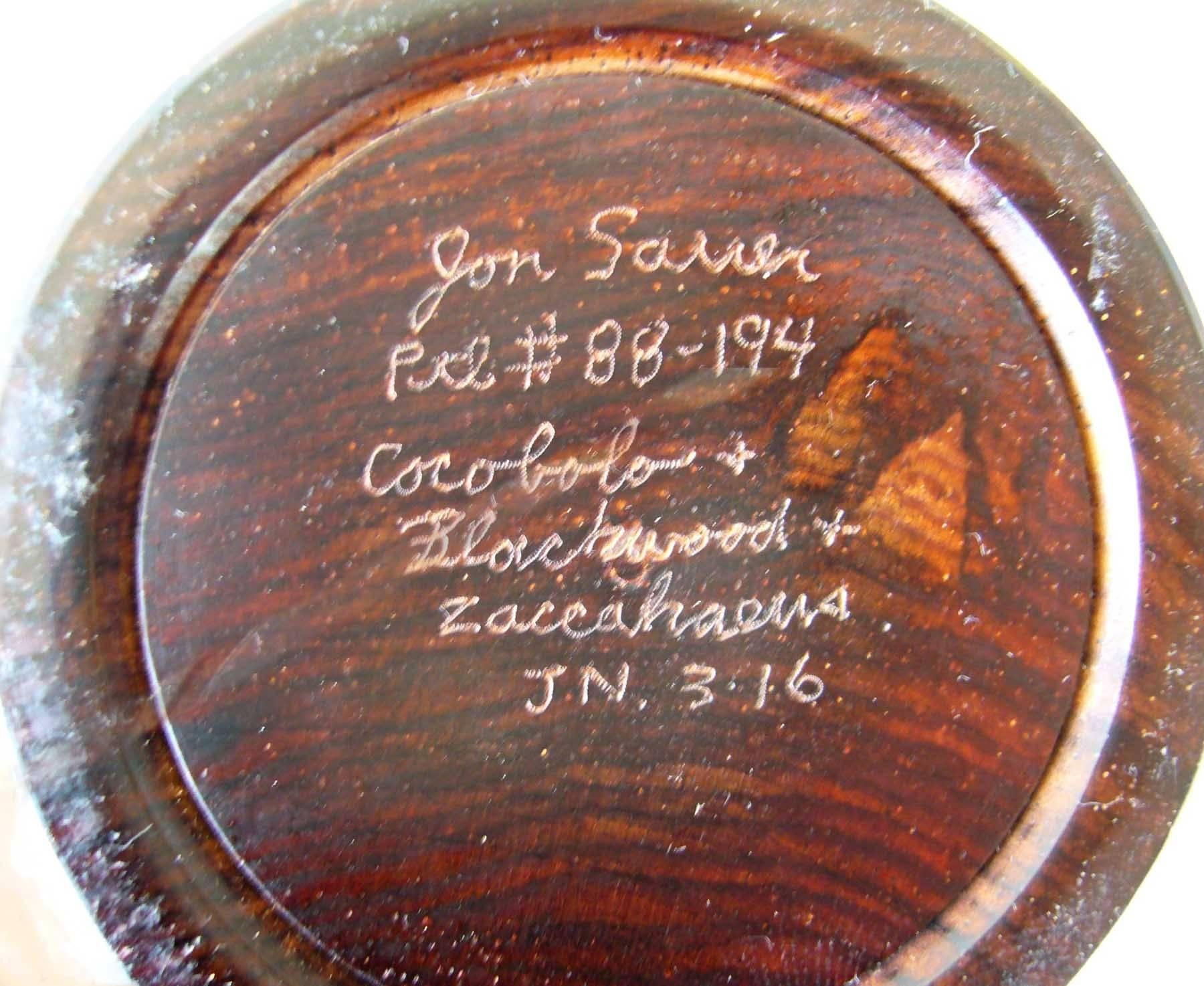 Mid-Century Modern Jon Sauer California Modern Studio Exotic Woods Betel Nut Lidded Box For Sale