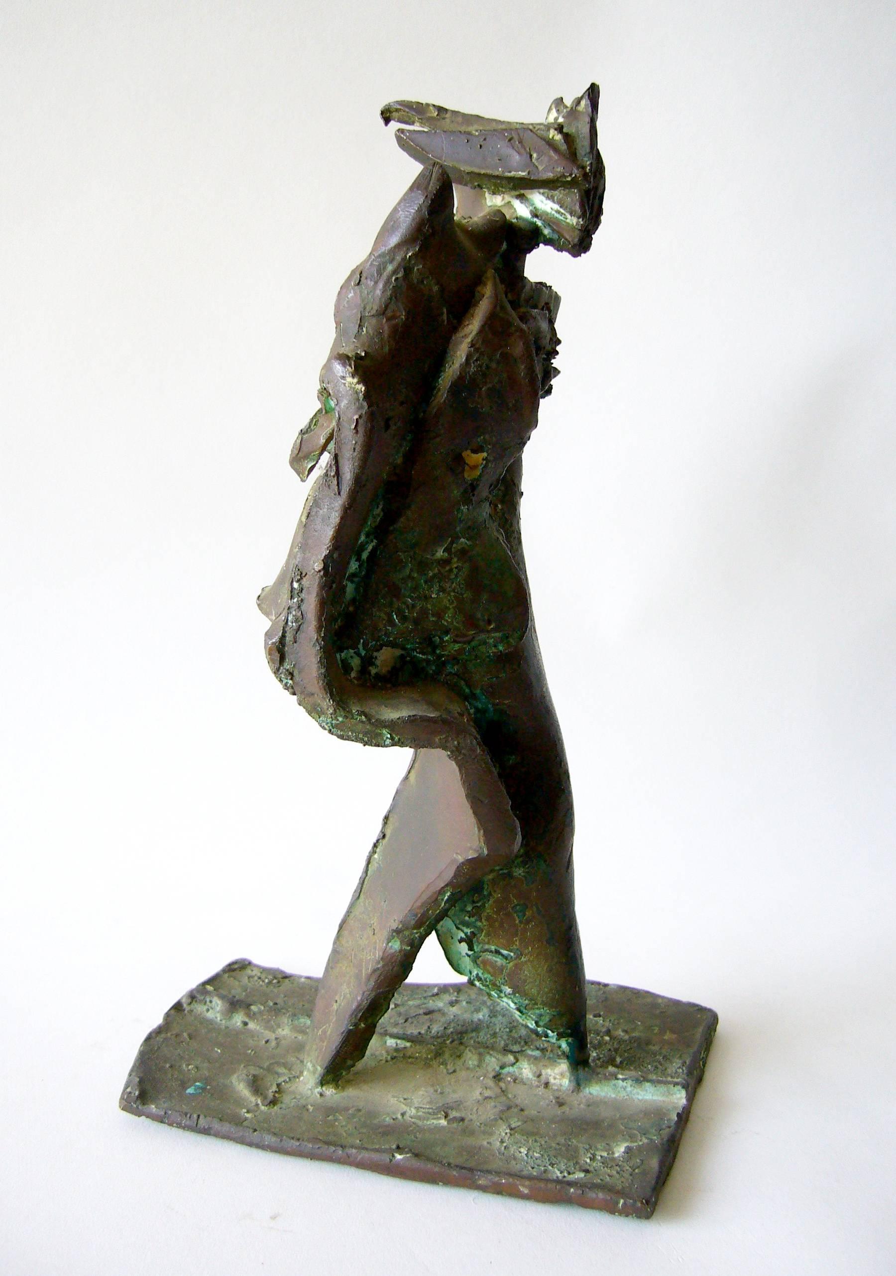 American Robert A. Dhaemers Bronze San Franciso Modern Caped Figure Sculpture