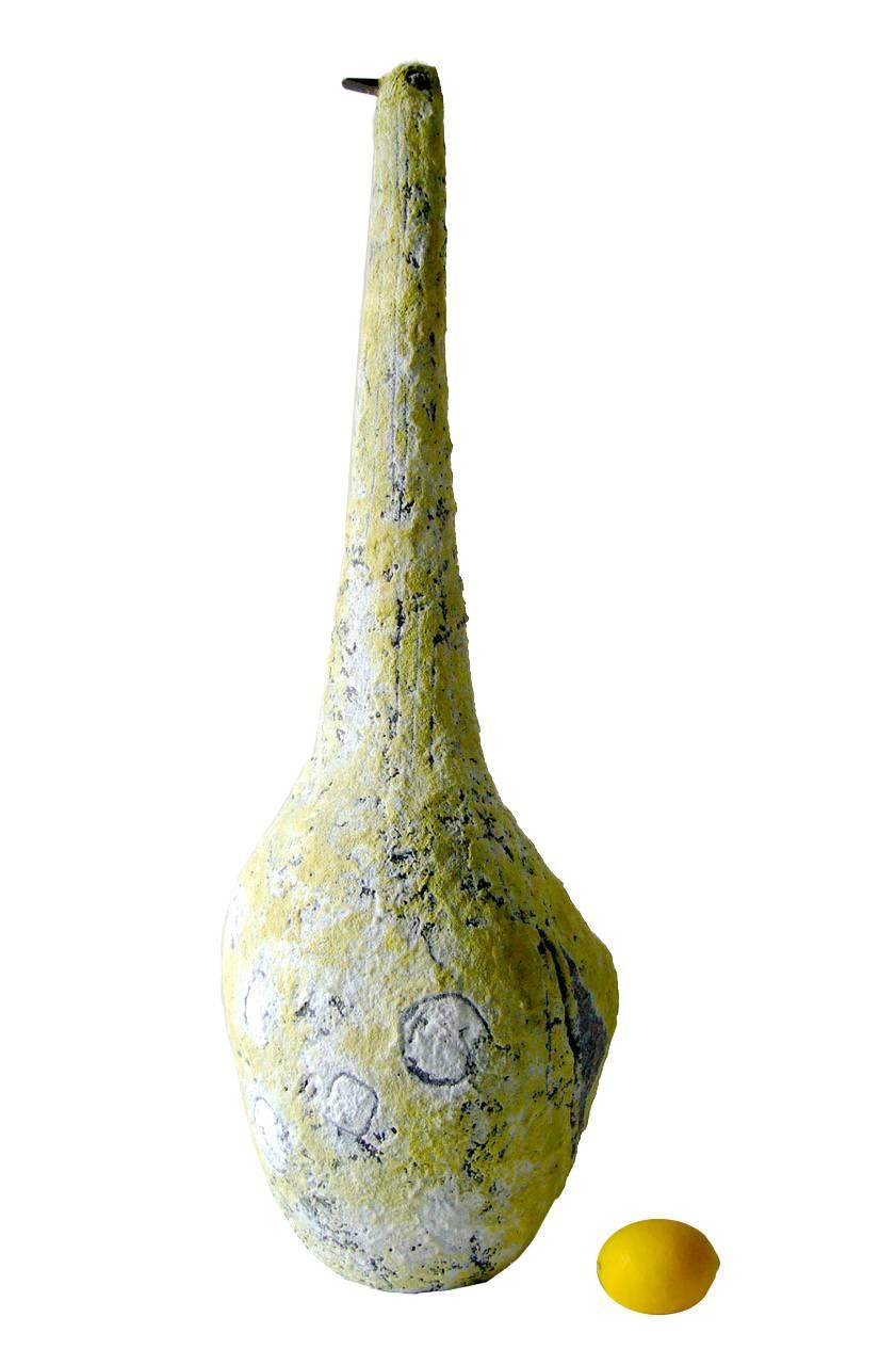 Large-scale bird sculpture with textural, foamy glaze created by Livia Gorka of Hungary. Gorka was a student of her father, Géza Gorka and worked in the Gorka workshop in Veroce until 1959. Gorka used oxide-glazes on her own clay body and sometimes