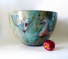 Monumental Polia Pillin Surrealist Equine Themed Ceramic Studio Bowl