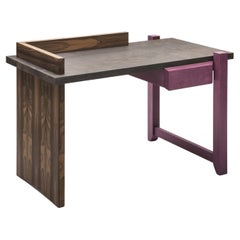 Scrittoio desk in ziricote wood, purpleheart, and fossil oak by Antonio Aricò