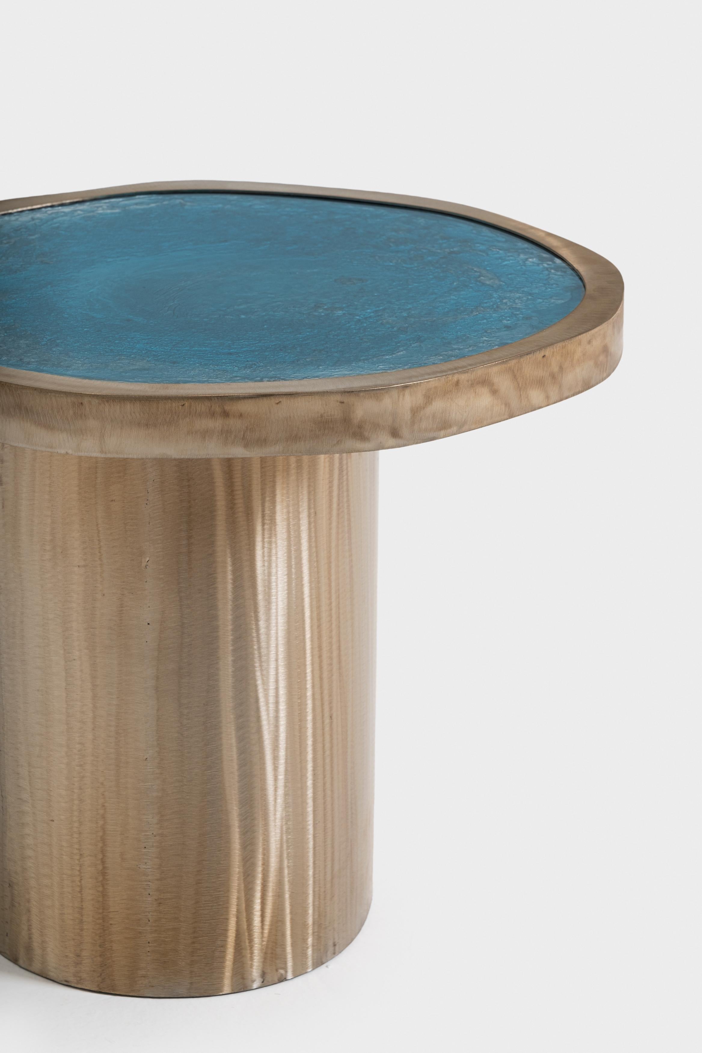 Table basse Ilune en résine bleue et acier corten par Andrea e Vittorio Bruno en vente 2