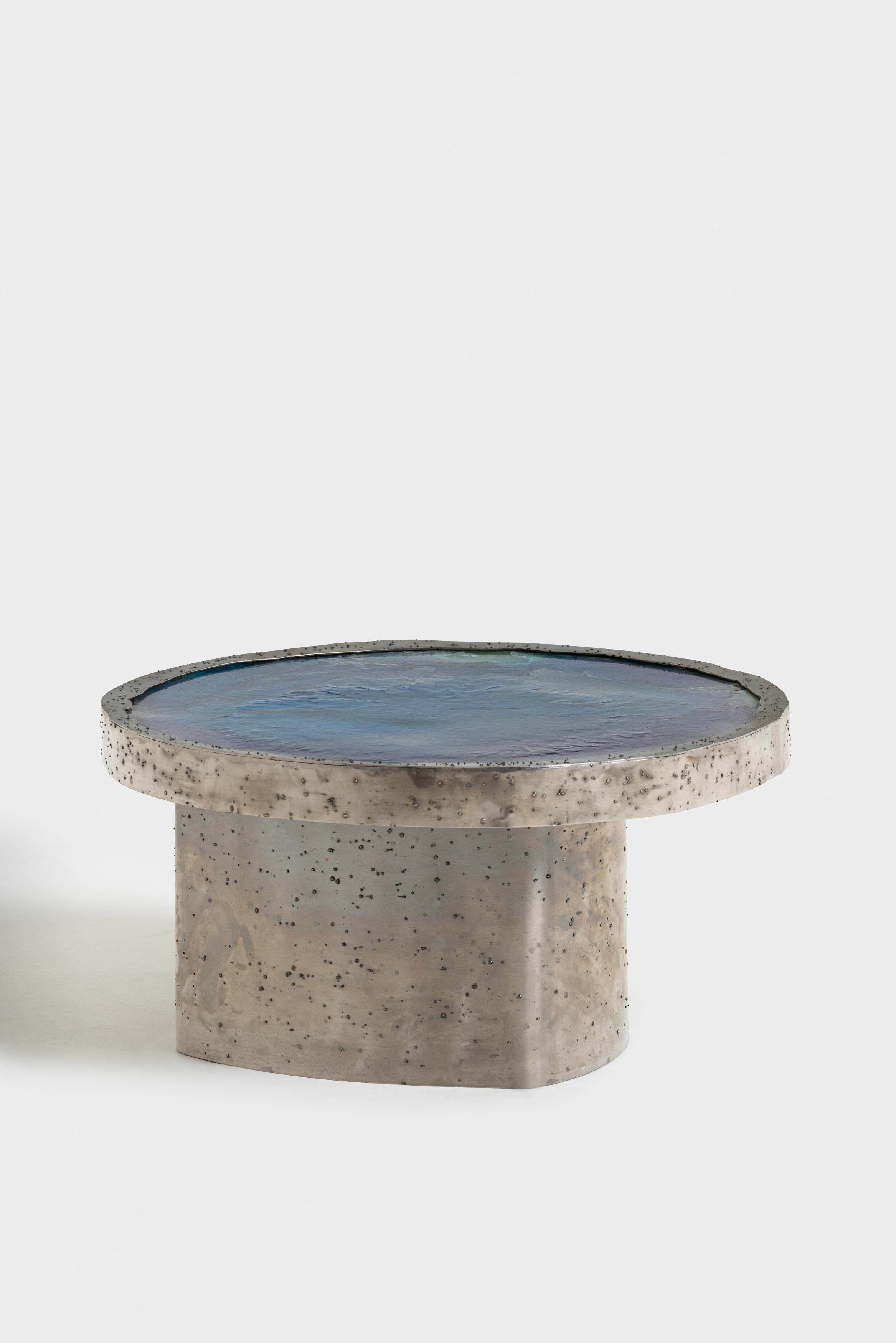 Table basse Sisine en résine bleue et acier corten par Andrea e Vittorio Bruno Excellent état - En vente à Milano, Lombardia