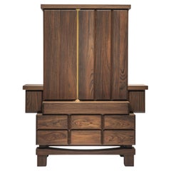 Credenza cupboard in Daniela walnut with brass inserts by Antonio Aricò