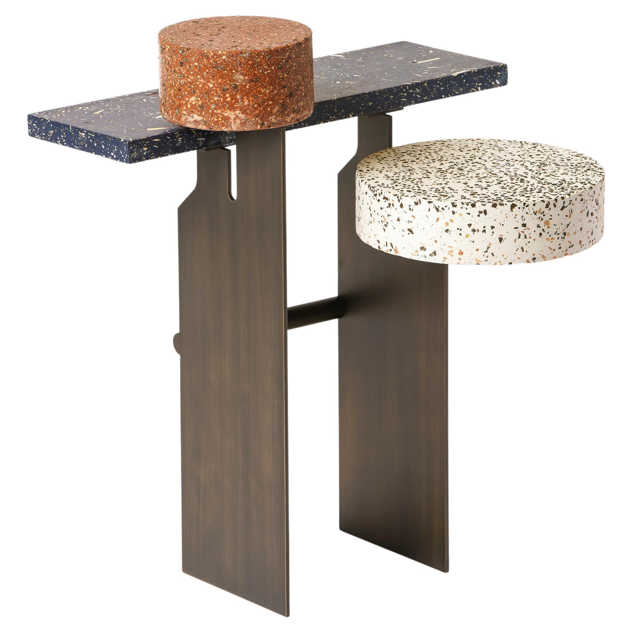 Mimante 05 coffee table in lava stone, cork and hemp by Andrea Steidl For Sale