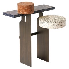 Mimante 05 coffee table in lava stone, cork and hemp by Andrea Steidl
