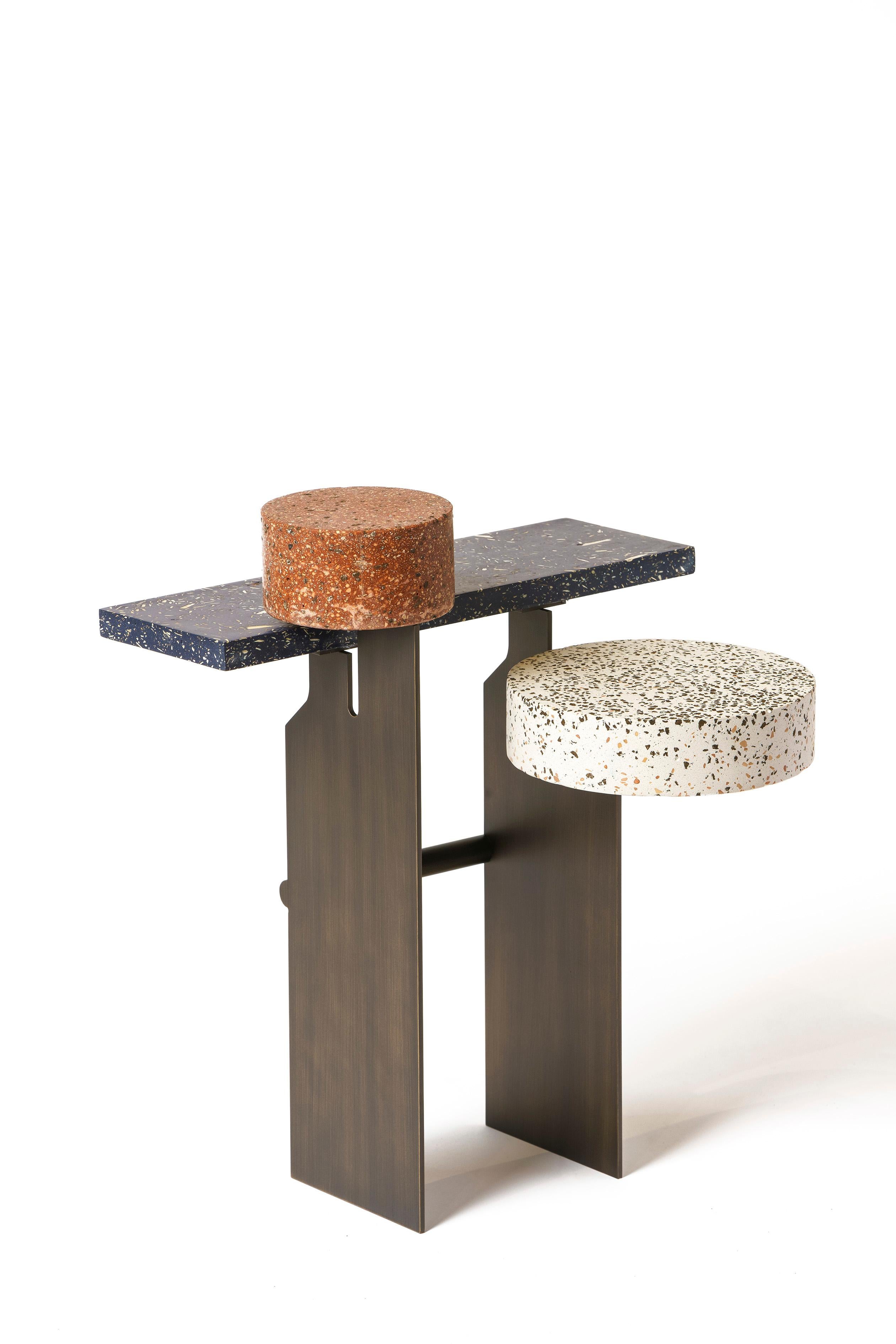 Italian Mimante 05 coffee table in lava stone, cork and hemp by Andrea Steidl For Sale