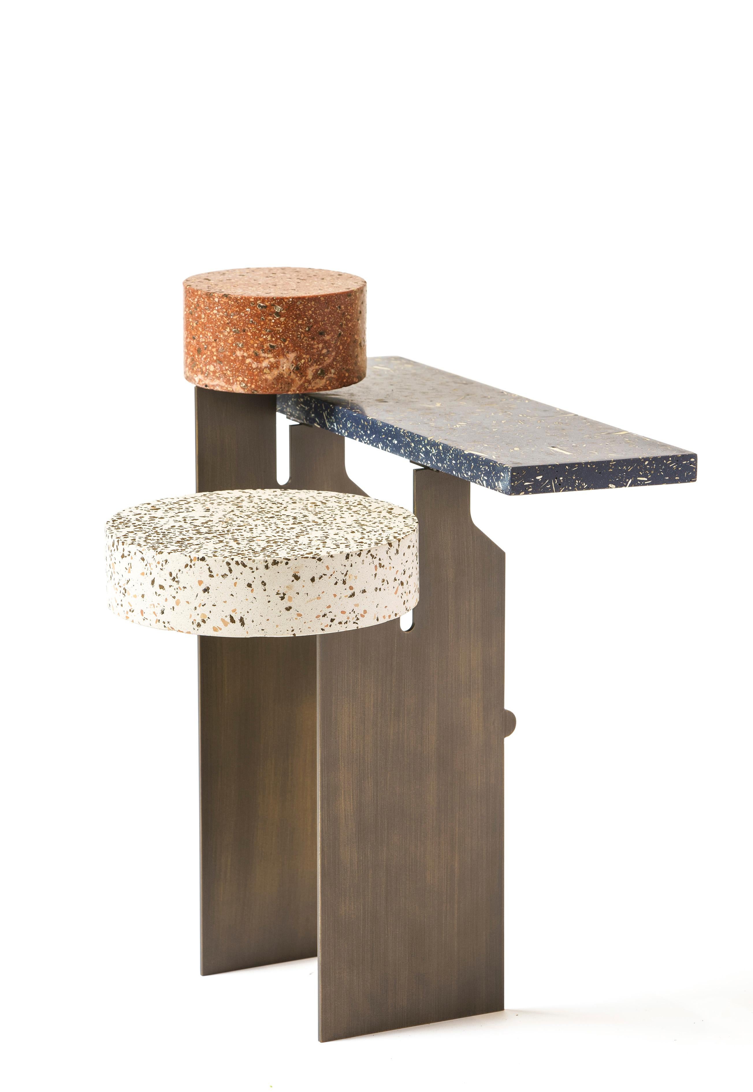 Mimante 05 coffee table in lava stone, cork and hemp by Andrea Steidl In New Condition For Sale In Milano, Lombardia