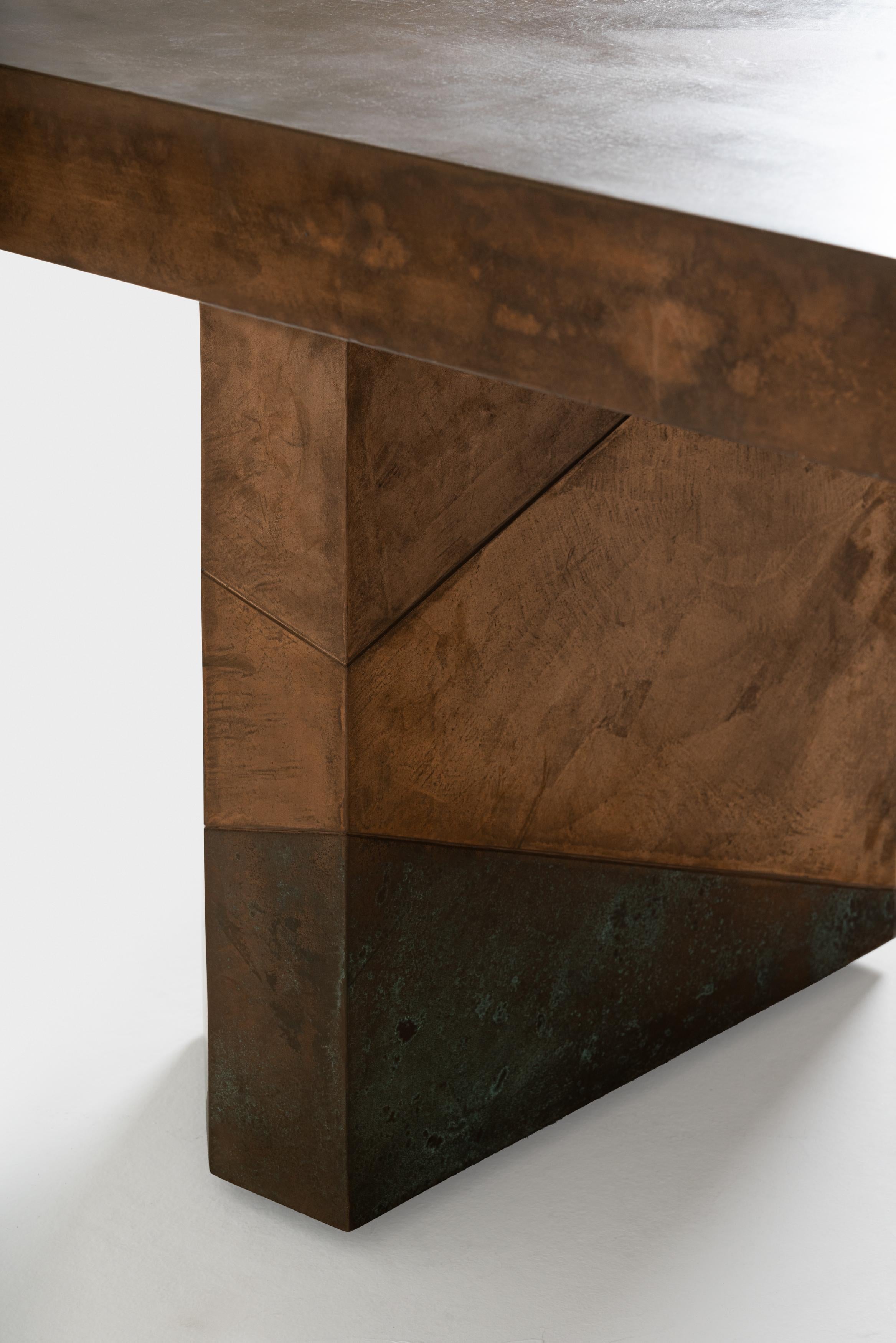 Callisto dining table in poplar wood and bronze by Matteo Cibic In Excellent Condition For Sale In Milano, Lombardia
