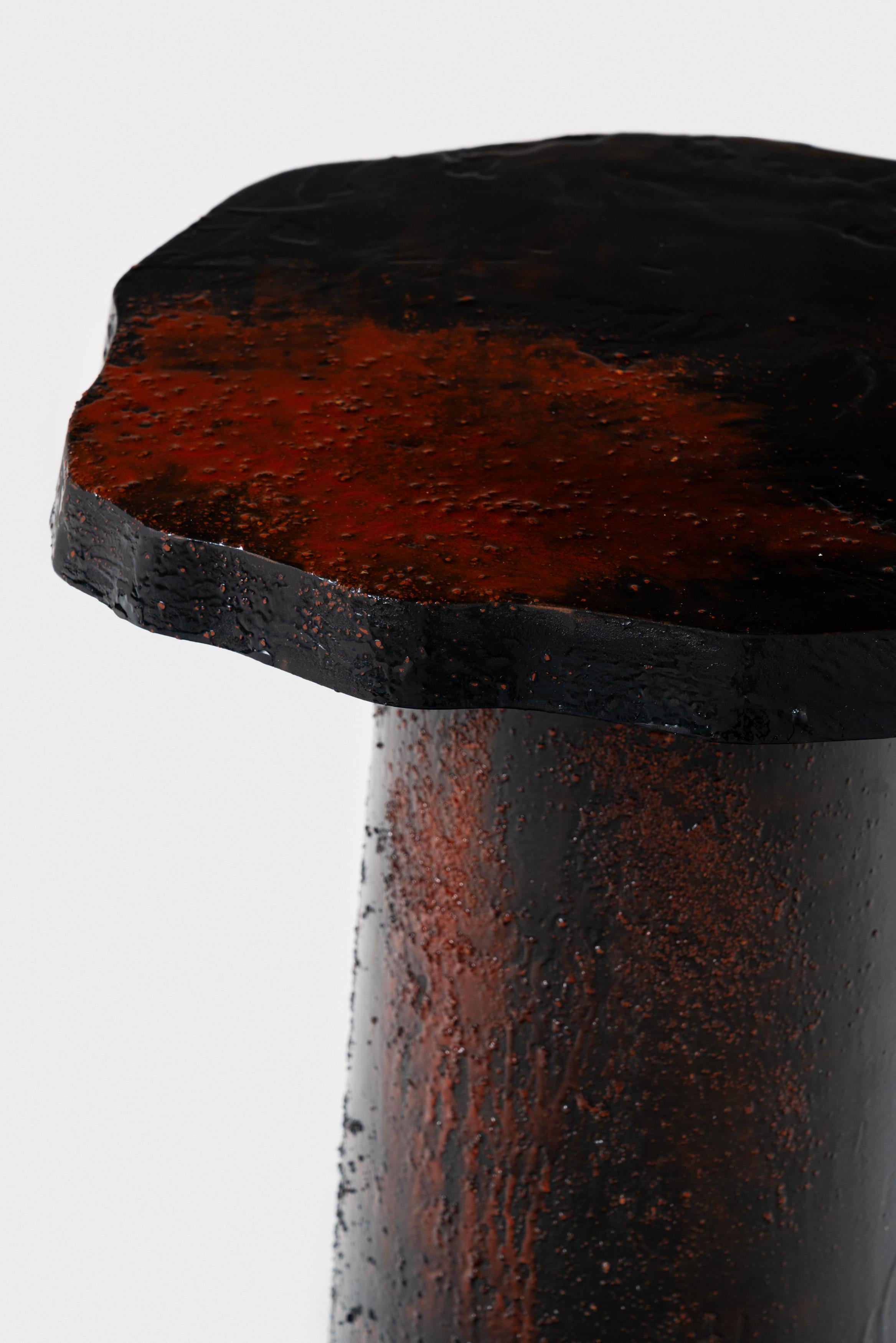 Hand-Painted Cork coffee table in handpainted MDF with resin finishes by ROU Materiaal For Sale