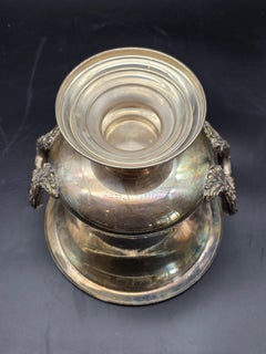 Neoclassical-style silver-plated metal champagne bottle cooler