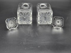 Pair of vintage cut-glass decanter bottles – height 23 cm