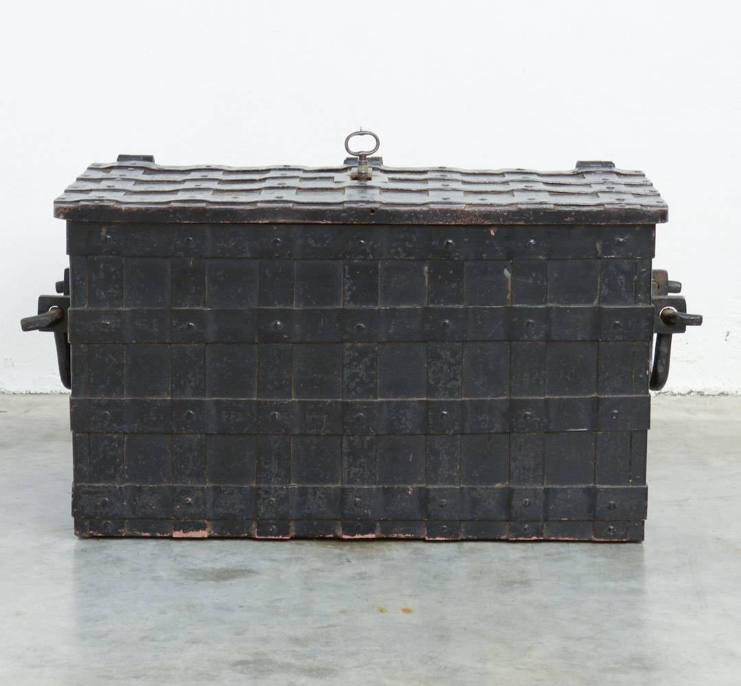 Rustic Antique Metal Trunk of the 18th Century
