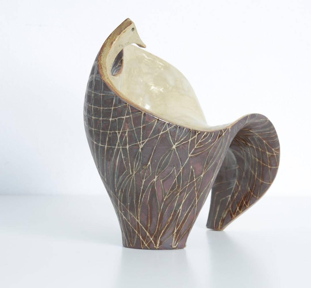 20th Century French Ceramic Bird Vase