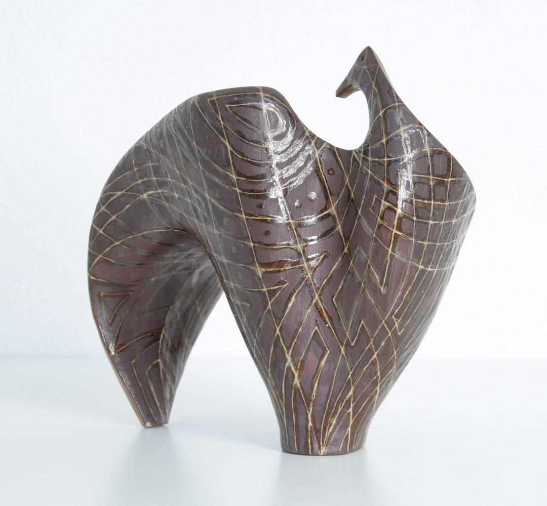 Mid-Century Modern French Ceramic Bird Vase