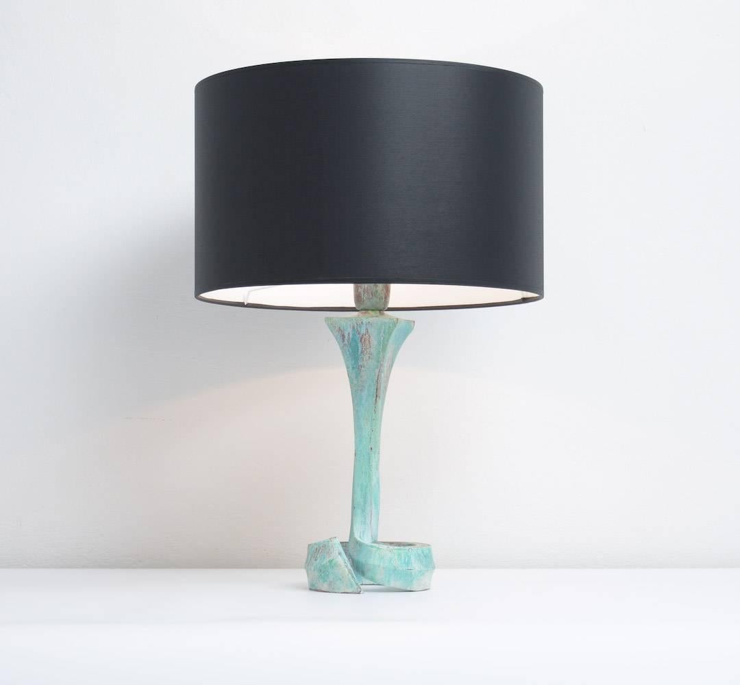 Elegant Oxidized Copper Table Lamp In Good Condition For Sale In Vlimmeren, BE