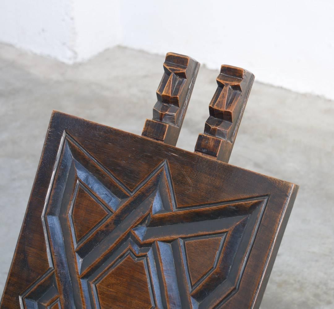 Mid-20th Century Nice Pair of Geometric African Chief Chairs