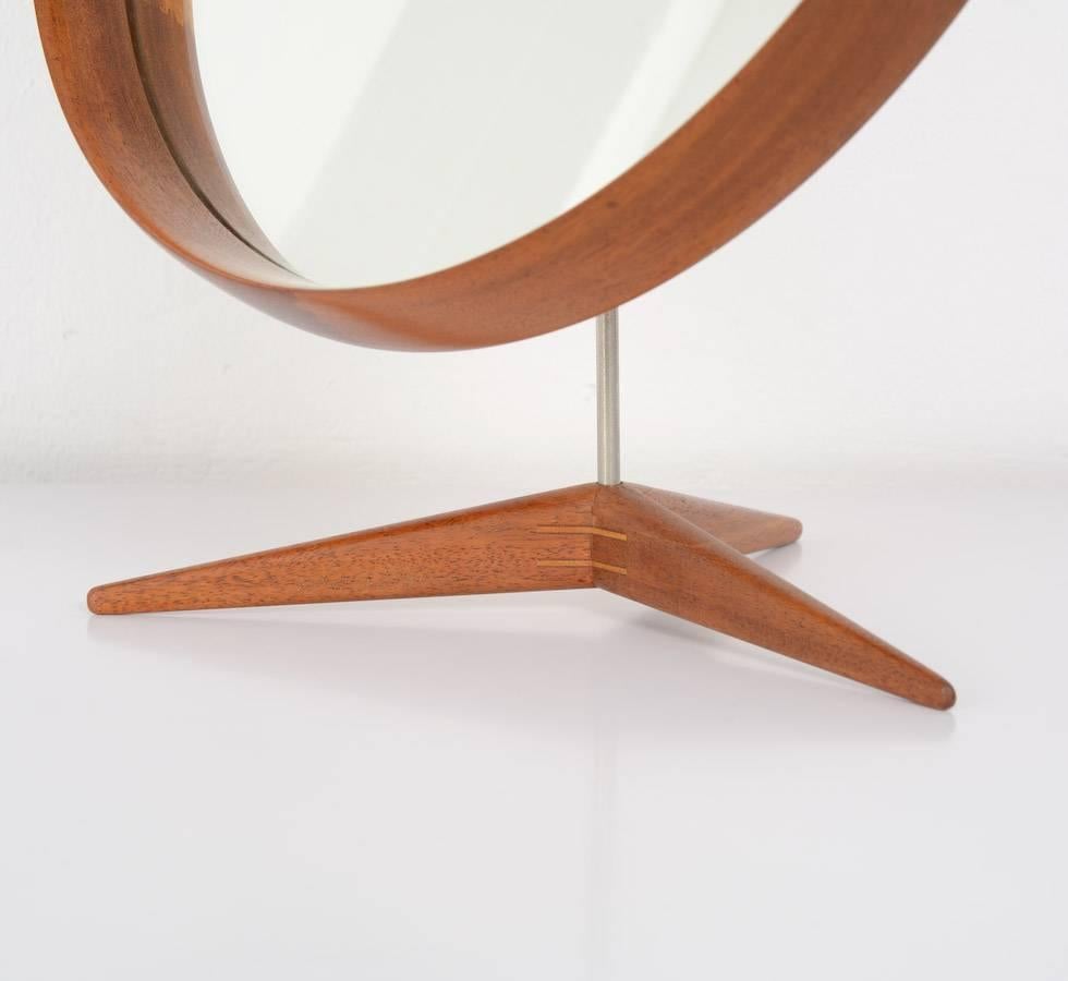 Teak Table Mirror by Uno and Osten Kristiansson for Luxus In Excellent Condition In Vlimmeren, BE